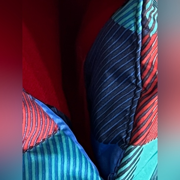 Lands' End Red Blue Turquoise Plaid Down Puffer Vest Large - Picture 3 of 10